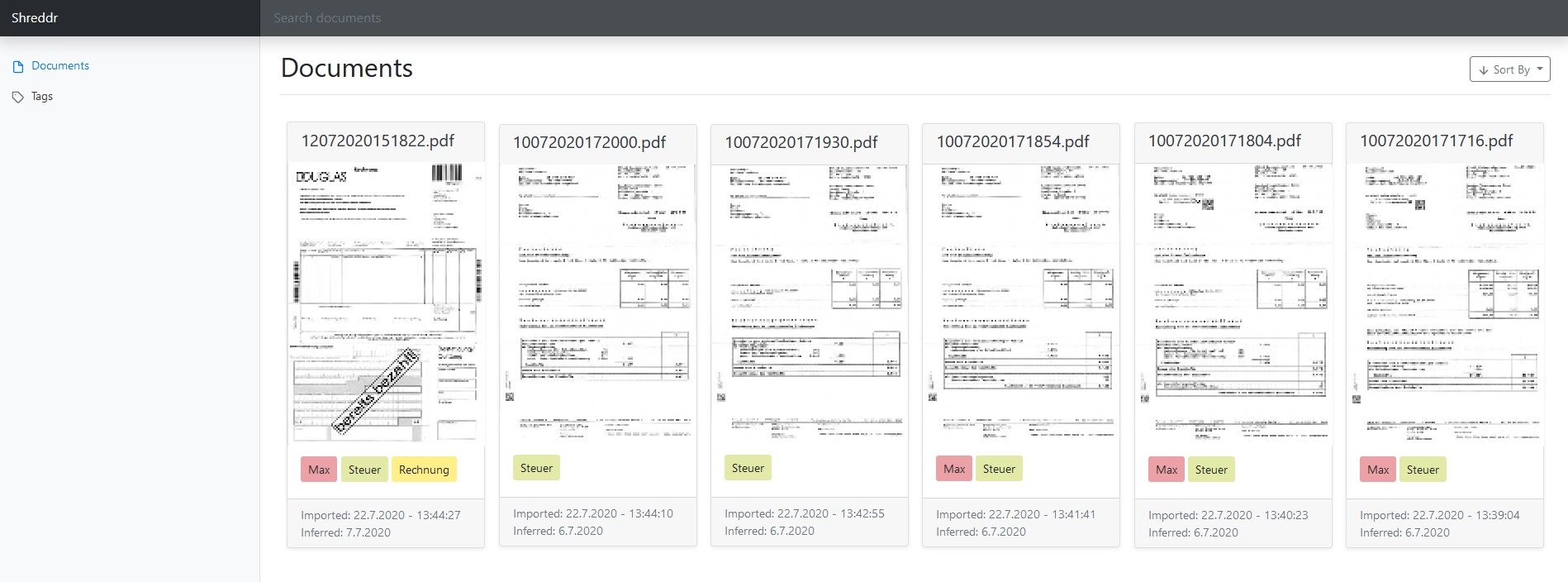 Shreddr Web-Interface