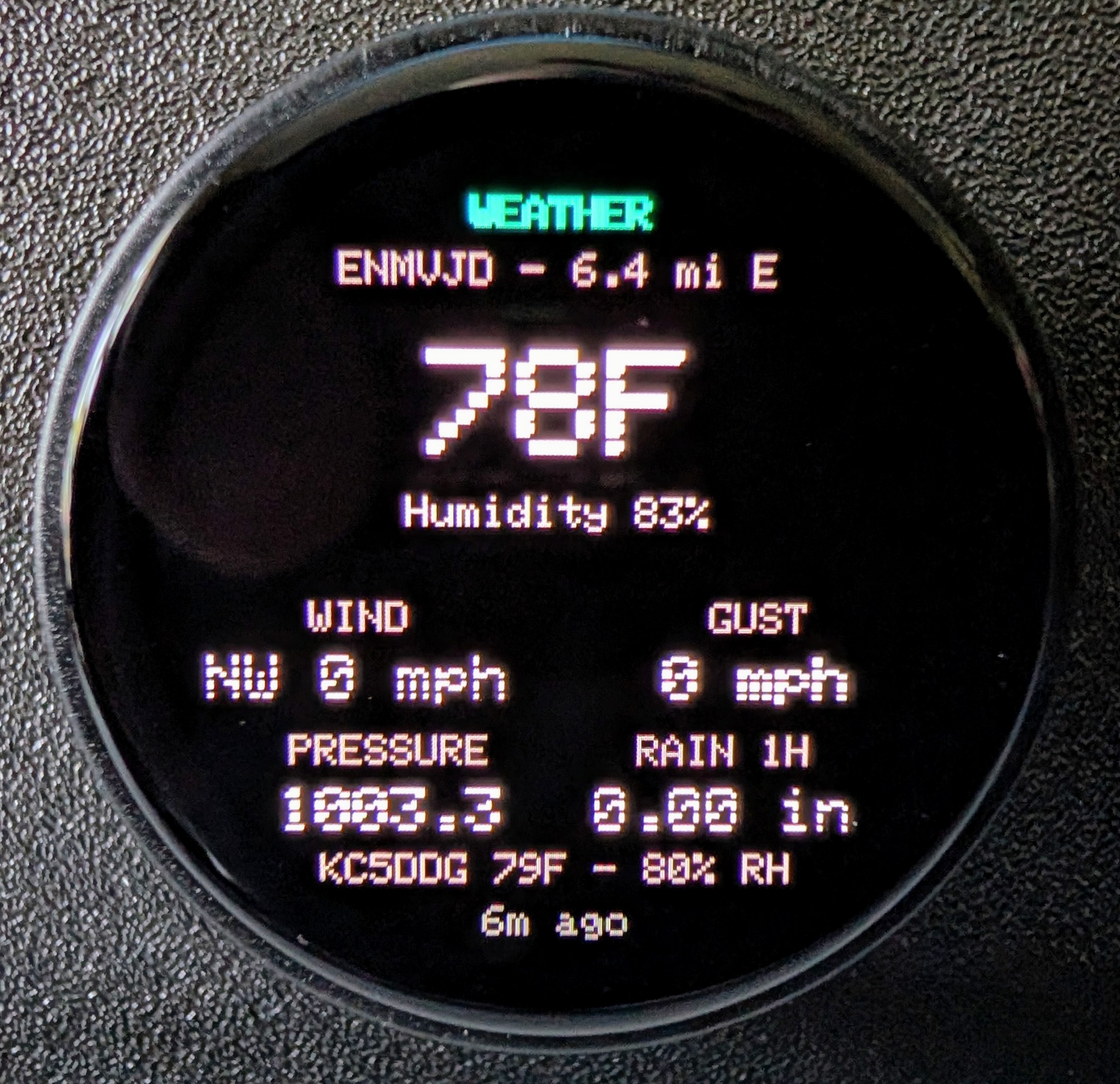 APRSMon Weather screen displaying full telemetry from local weather stations