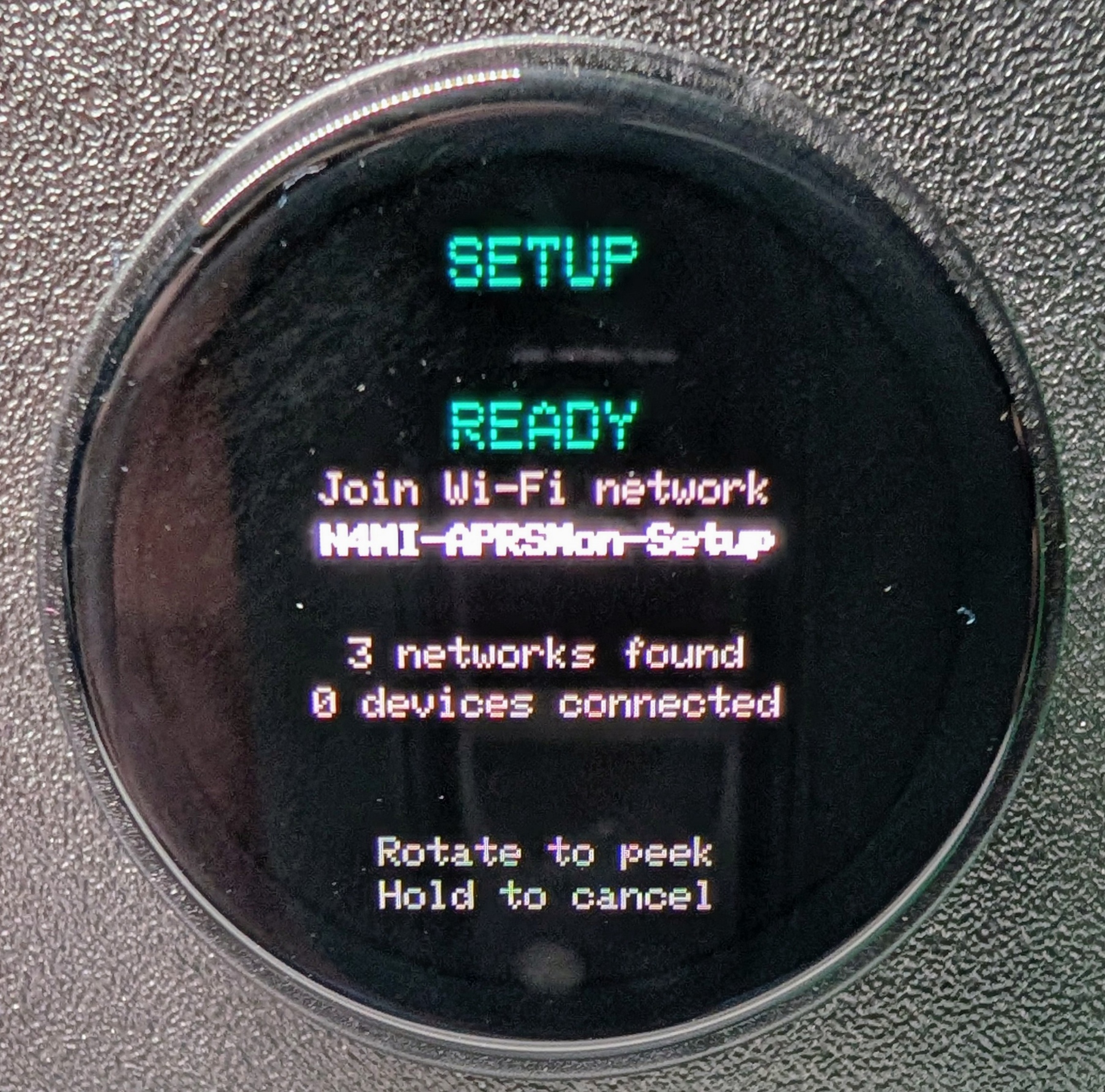APRSMon on-device captive portal Wi-Fi setup screen