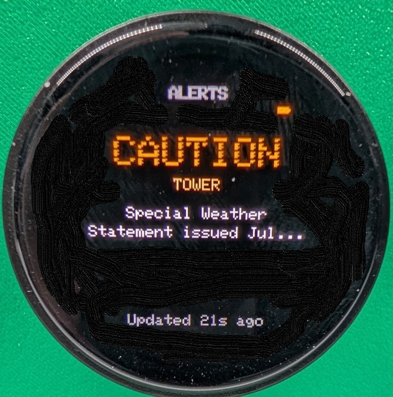 PropMon Alert screen displaying active tower wind warnings