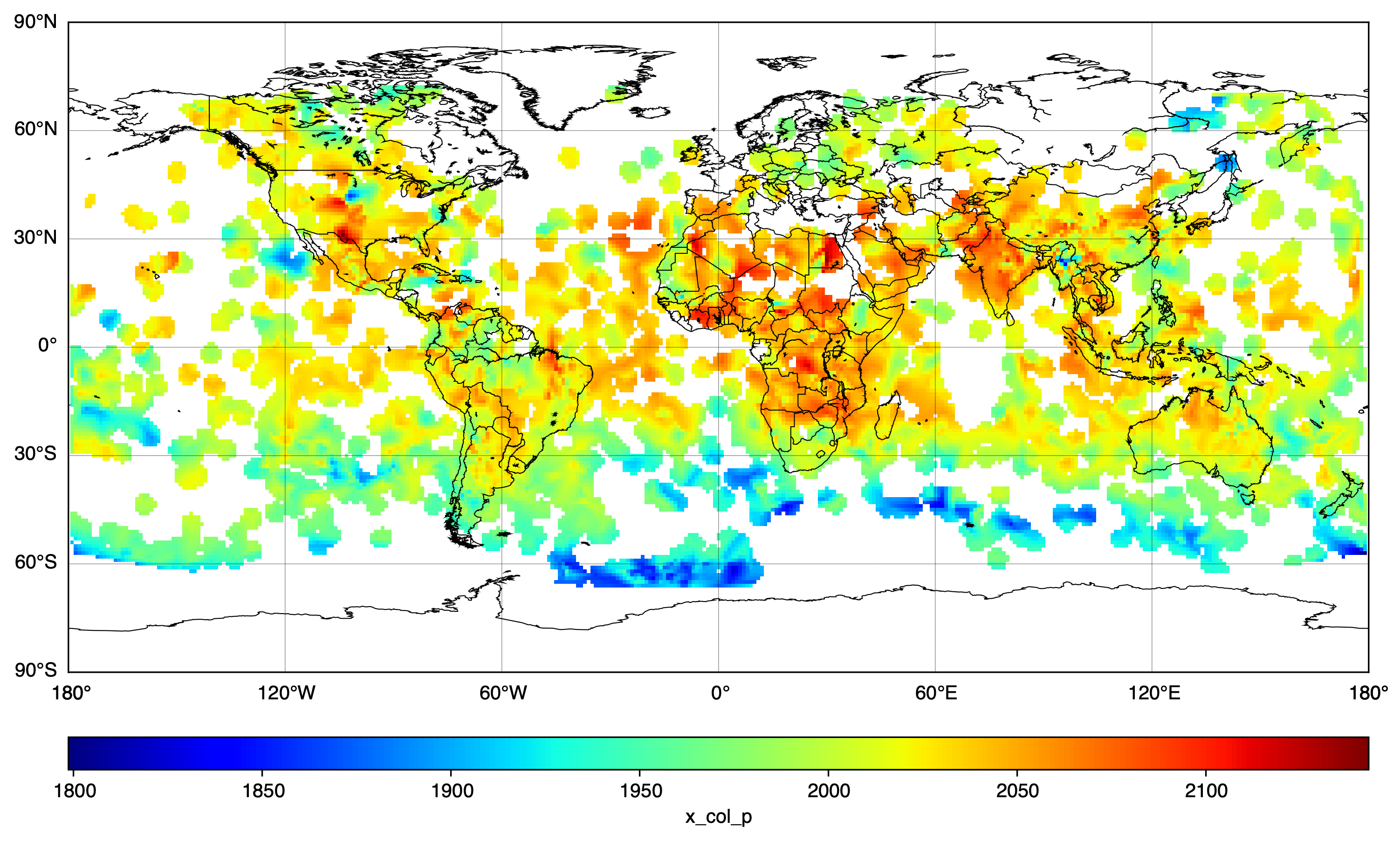 Methane Partial Column (pbbv) - interpolated plot