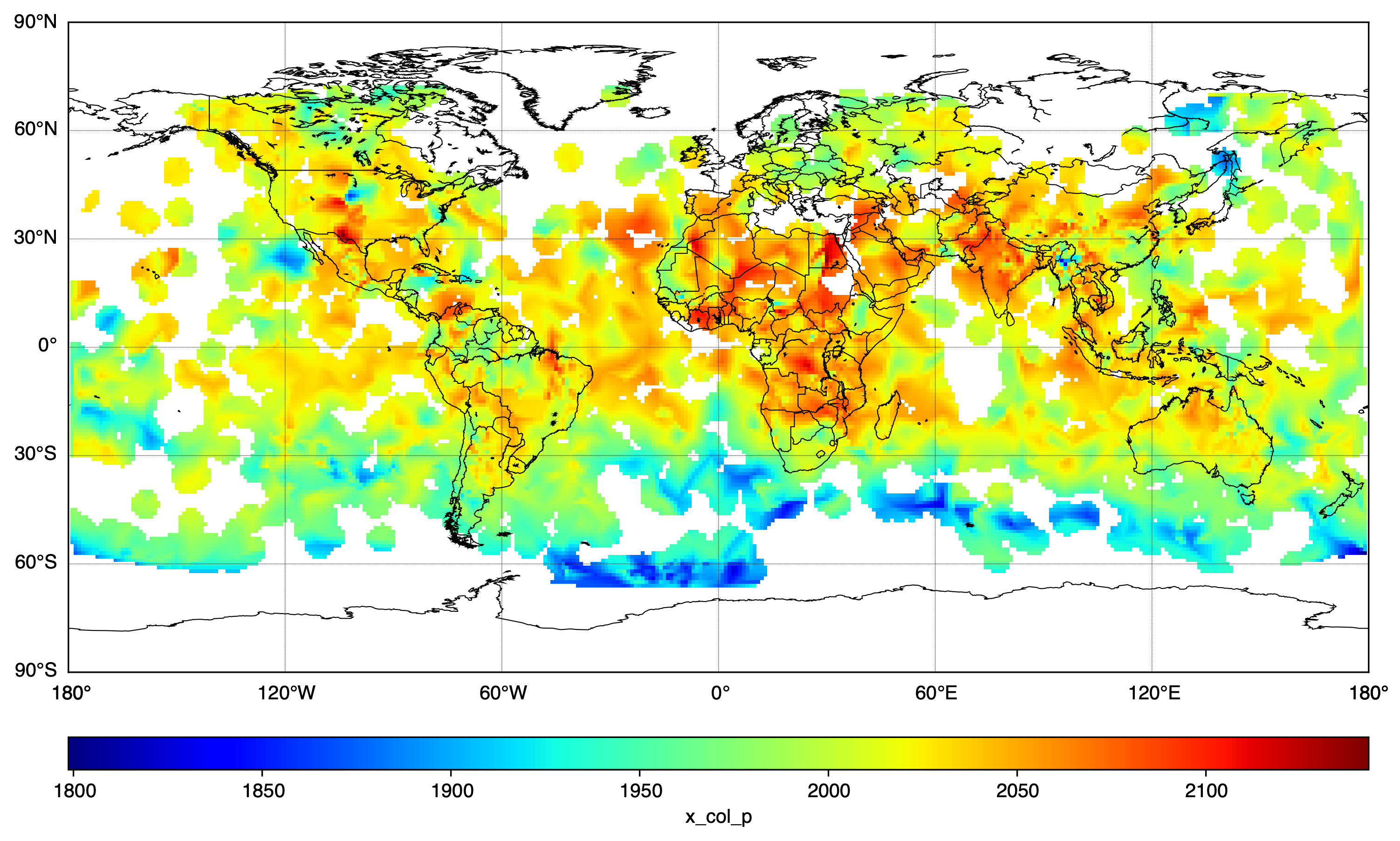 Methane Partial Column (pbbv) - interpolated plot