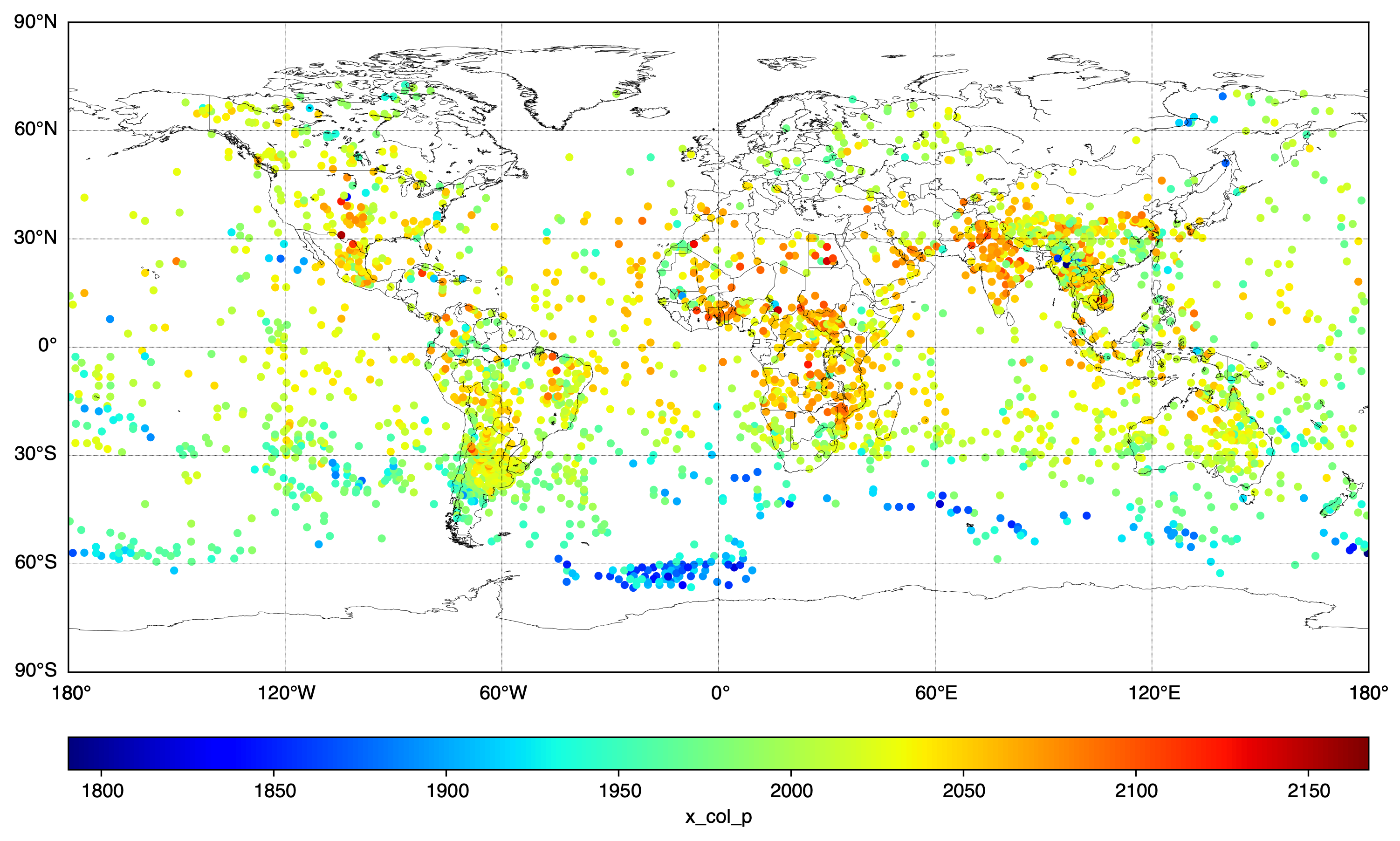 Methane Partial Column (pbbv) - scatter plot