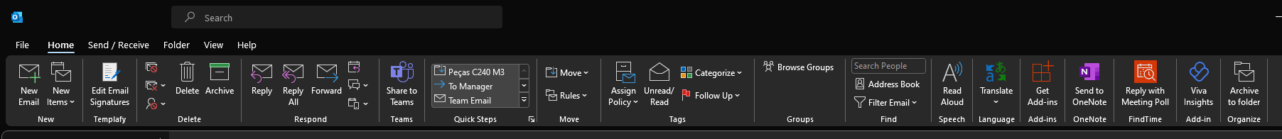 Outlook ribbon example