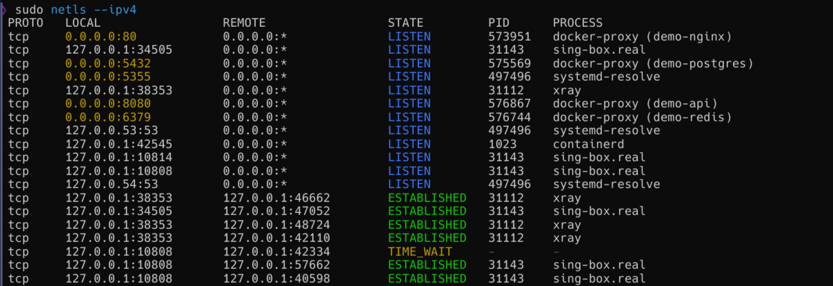 netls default output