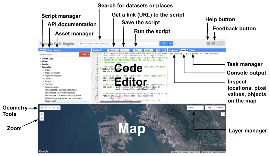 Earth Engine Code Editor Components.