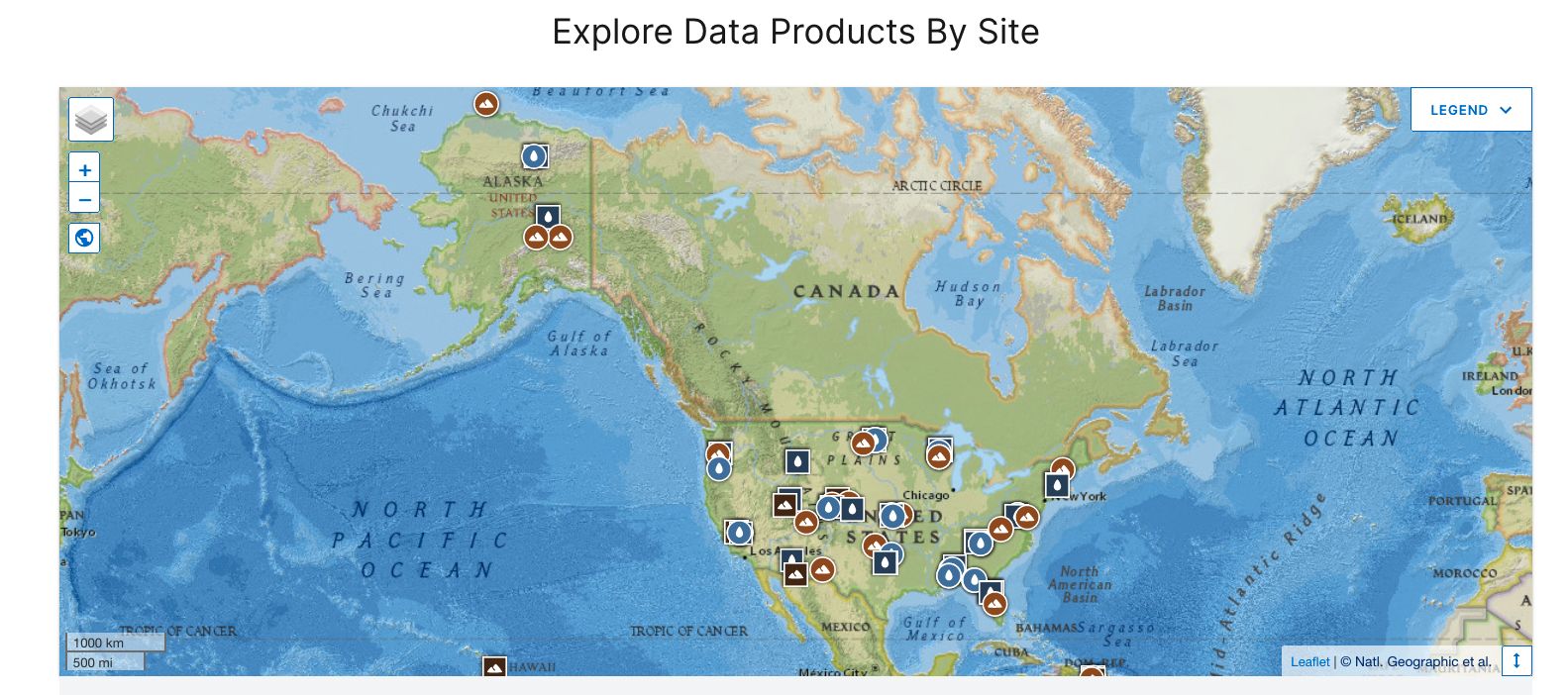 The NEON Data Portal page includes an interactive map.