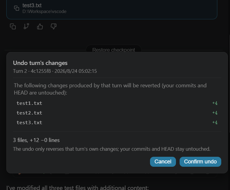 Undo turn's changes review dialog