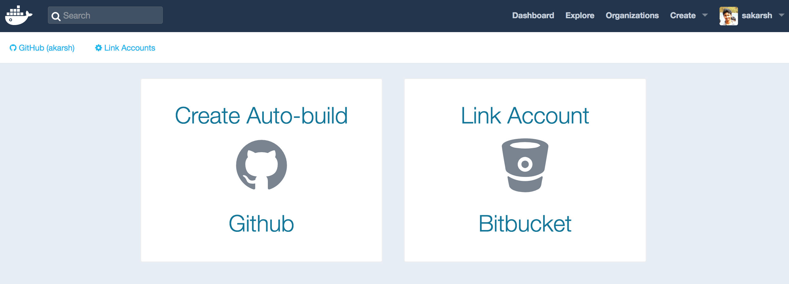 select the linked github account to access the github repository