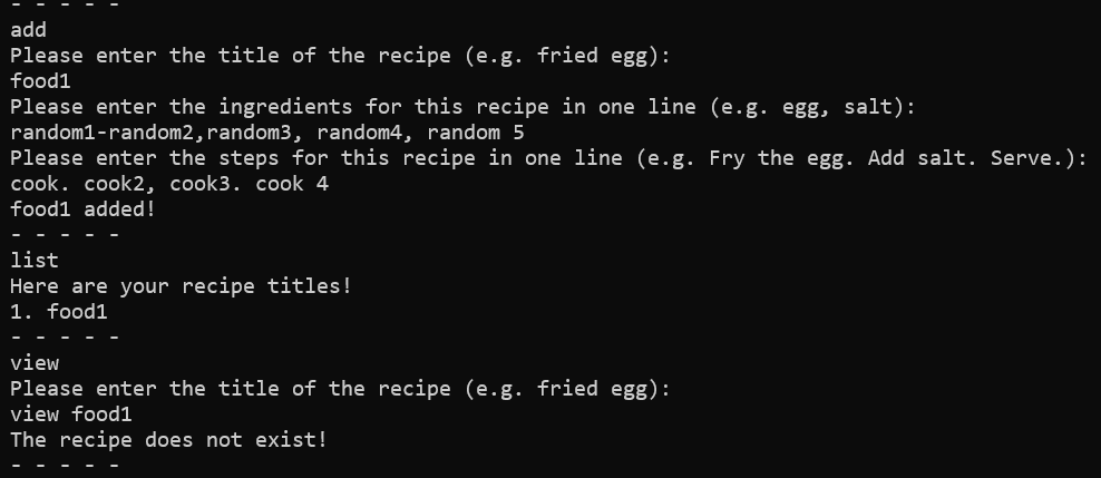[PE-D][Tester A] Recipe.view bug · Issue #139 · AY2324S2-CS2113-T12-2 ...