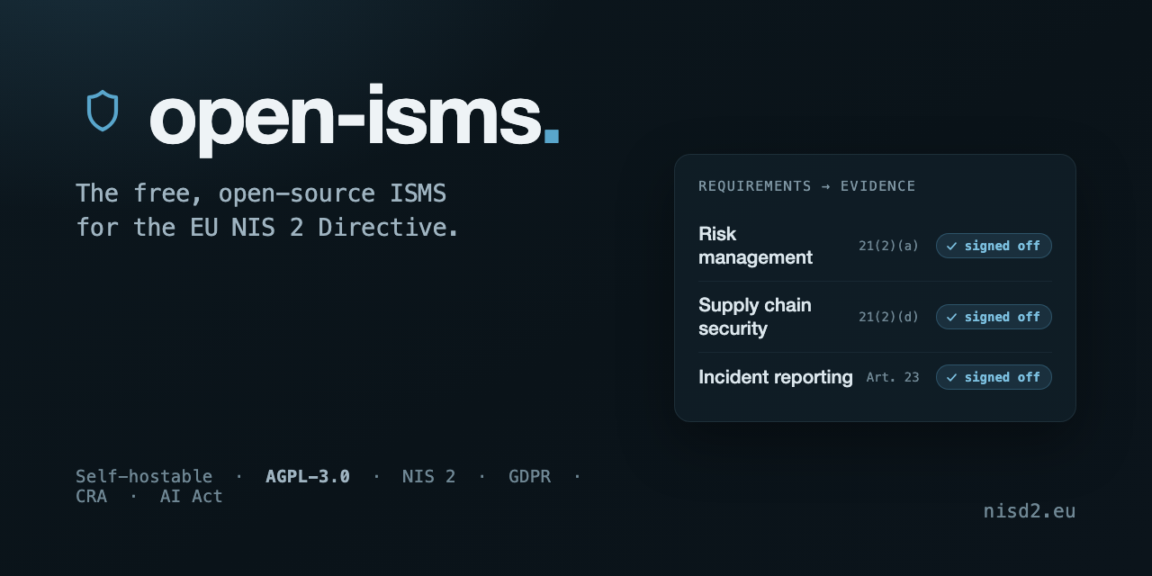 open-isms: the free, open-source ISMS for the EU NIS 2 Directive