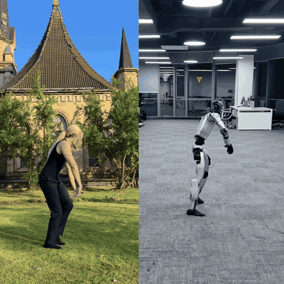 Real G1 · v1.1 dance with fast turns and a one-foot landing jump
