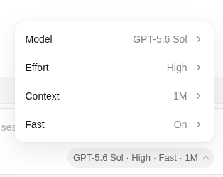 Composer Picker with Model, Effort, Context, and Fast controls