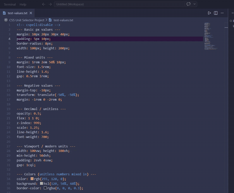 CSS Unit Selector demo