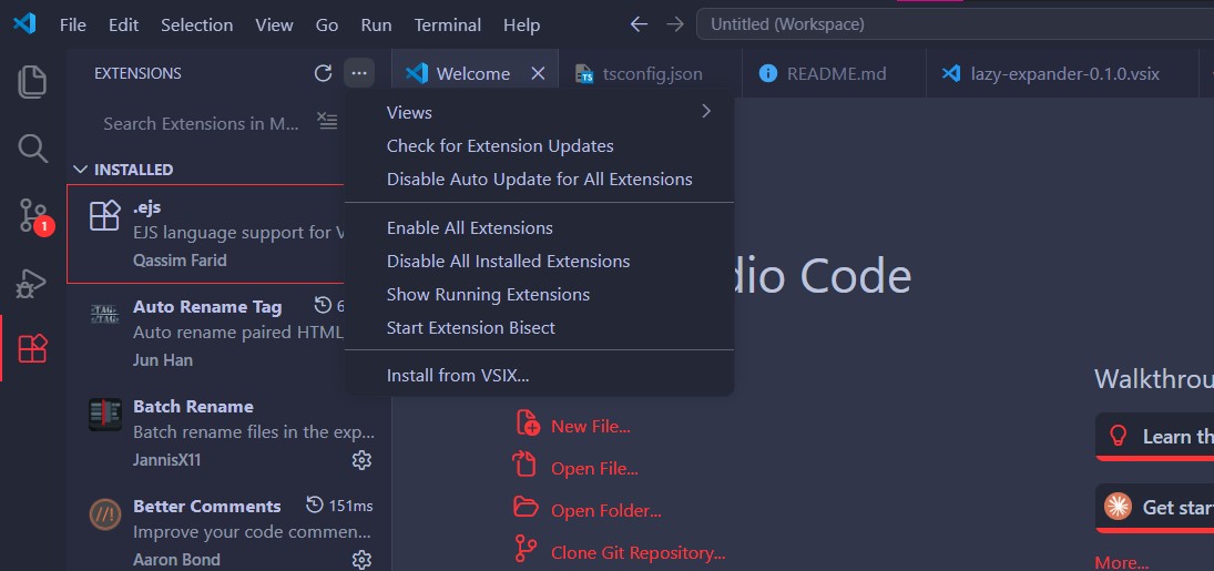 Install from VSIX