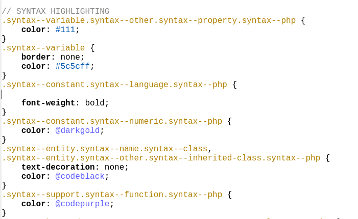 screen shot of CSS syntax highlighting