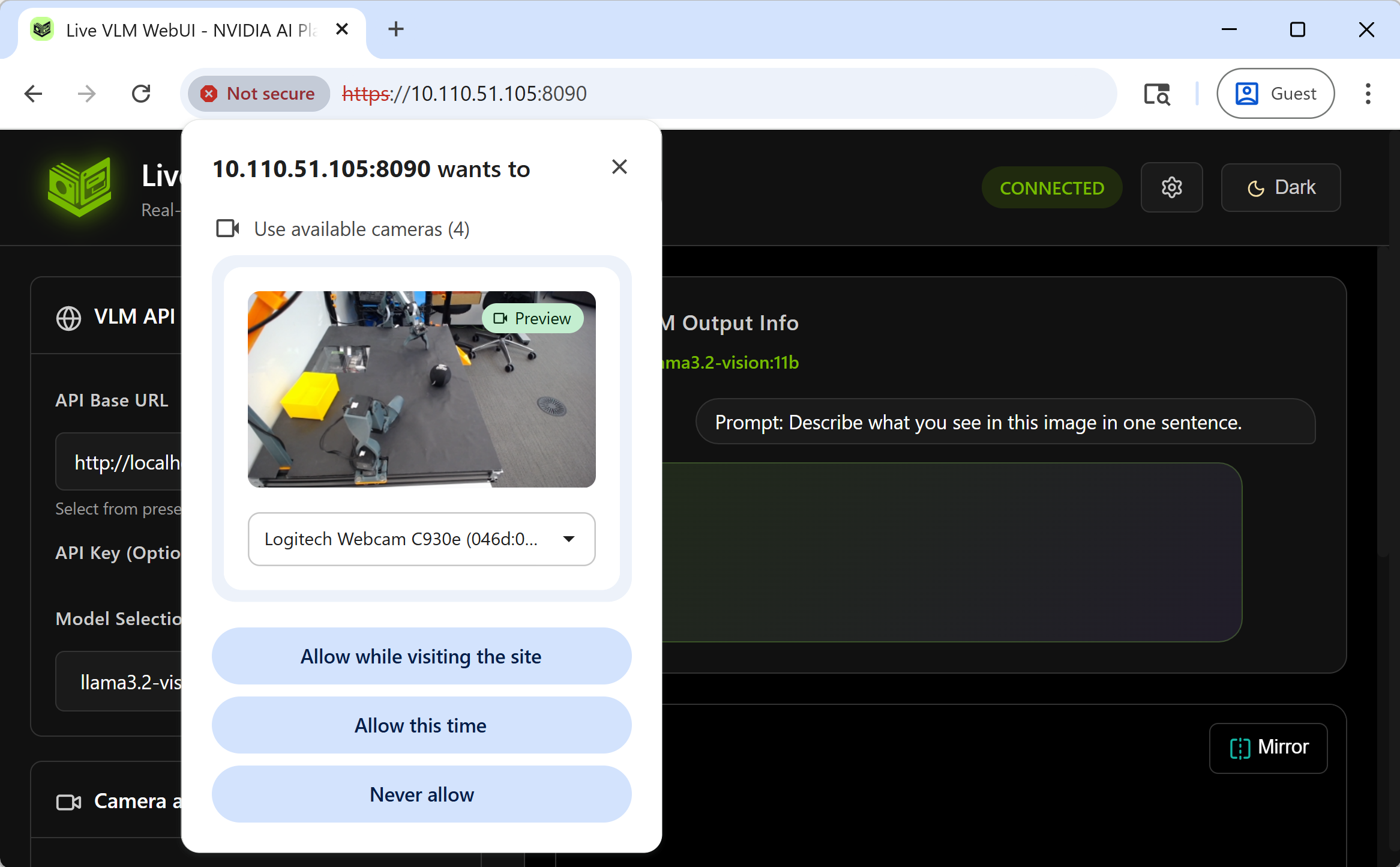 Chrome Webcam Access