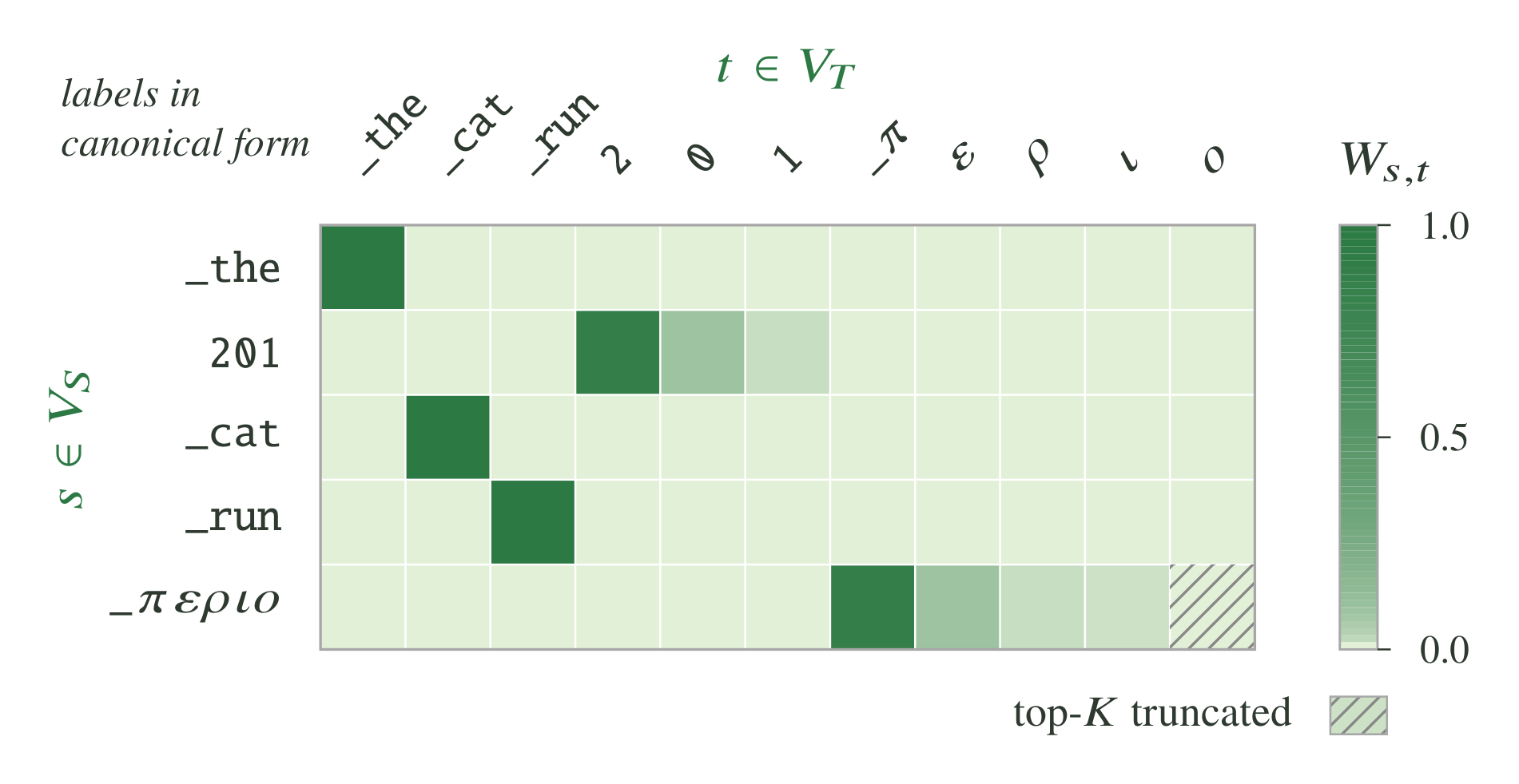 Sparse projection from student tokens to teacher tokens