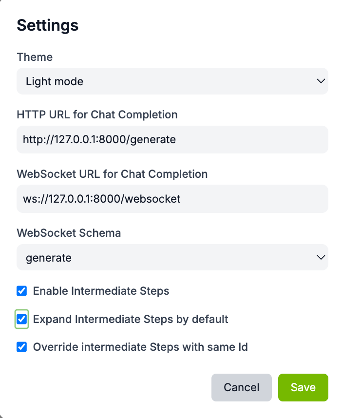 NeMo Agent Toolkit Web UI HITL Settings