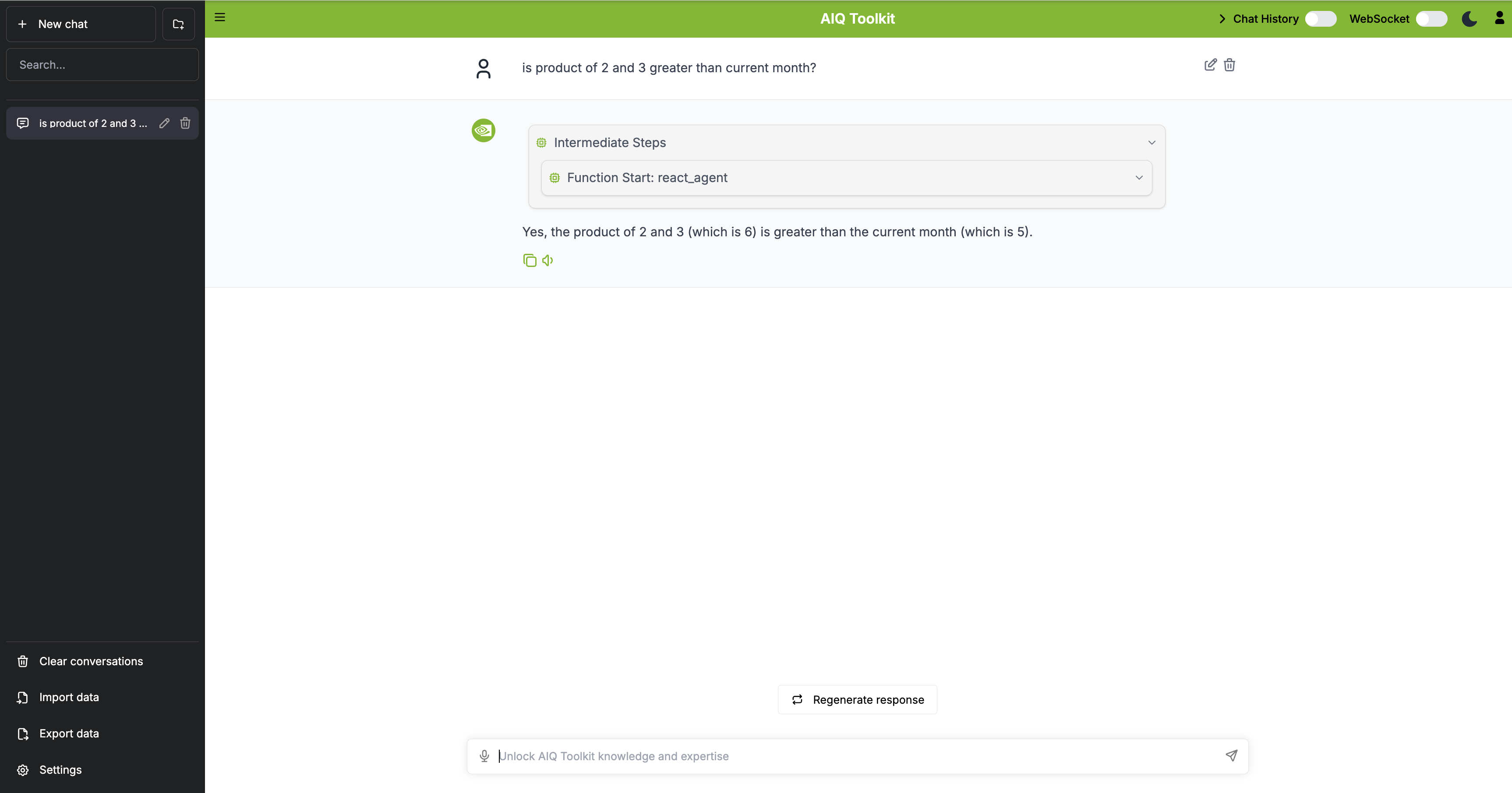 NeMo Agent Toolkit Web UI Workflow Result