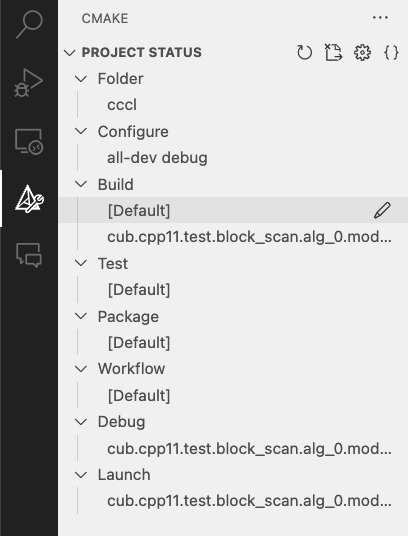 cmaketools sidebar