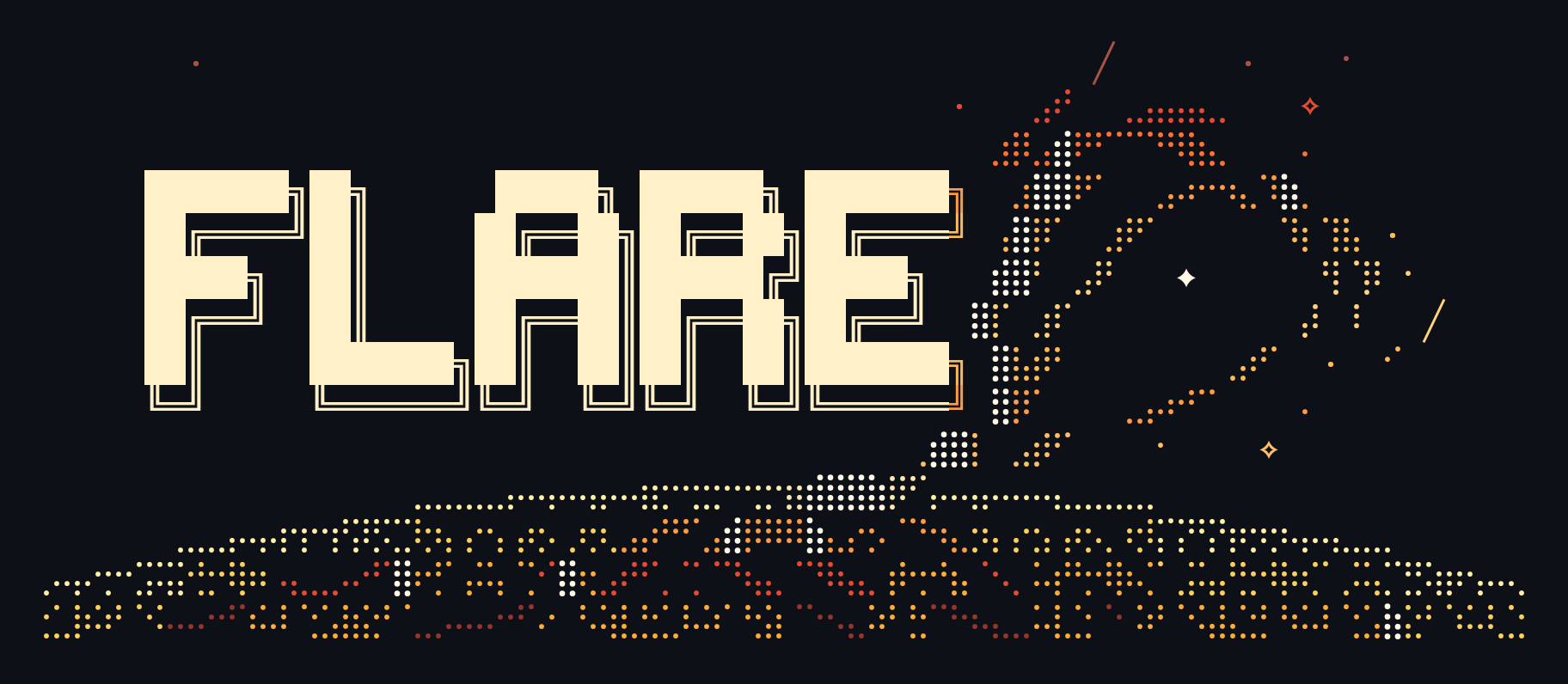 Flare — ASCII wordmark above a solar flare