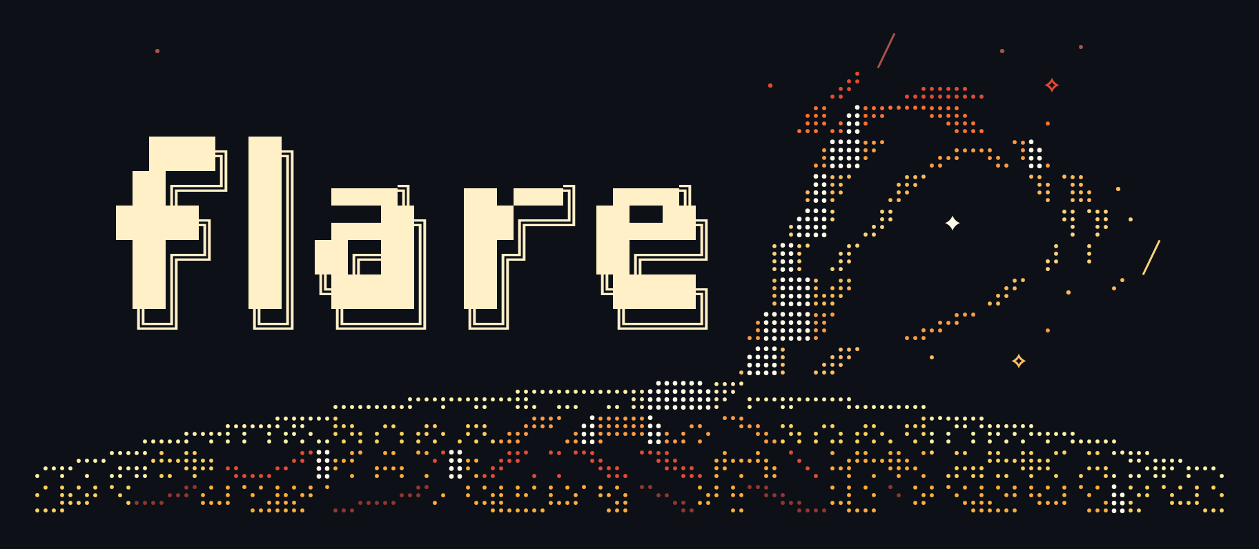 Flare — ASCII wordmark above a solar flare