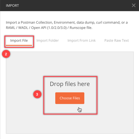 Postman import from file