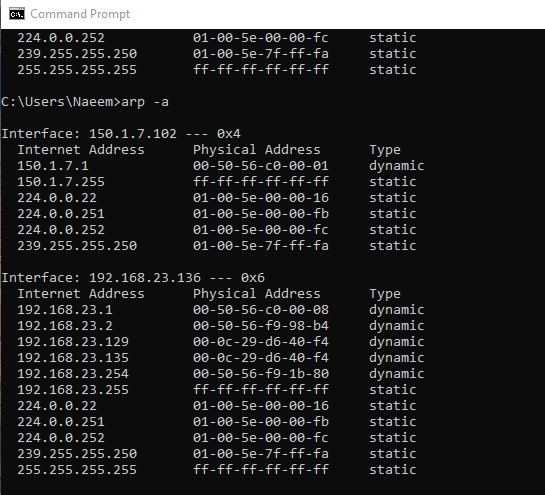 Win10 ARP after