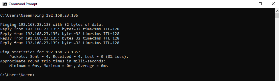 Win10 ping Win7