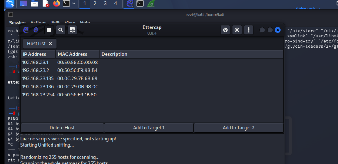 Ettercap host scan