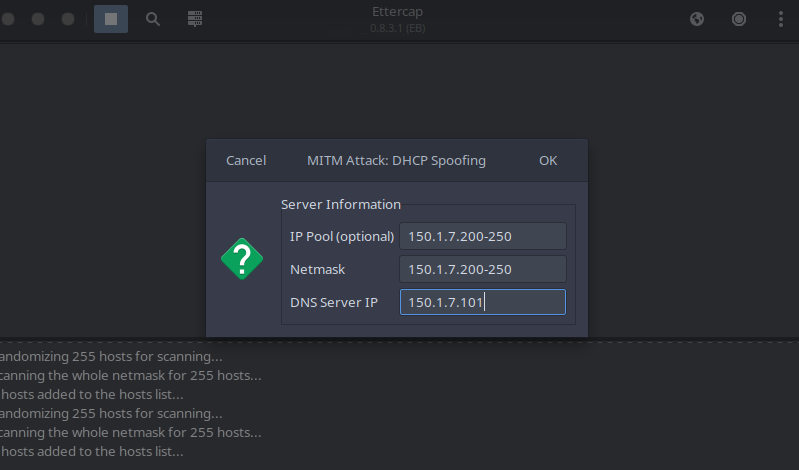 DHCP spoof config