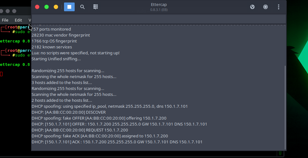Ettercap DHCP log