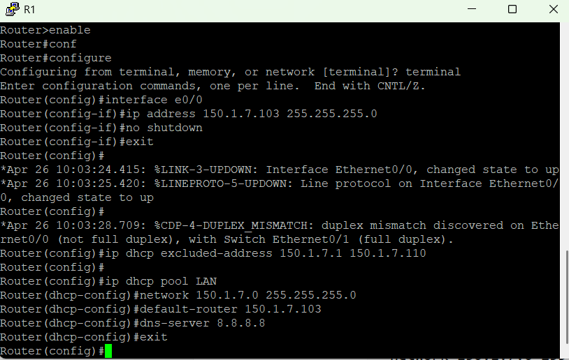 R1 DHCP config