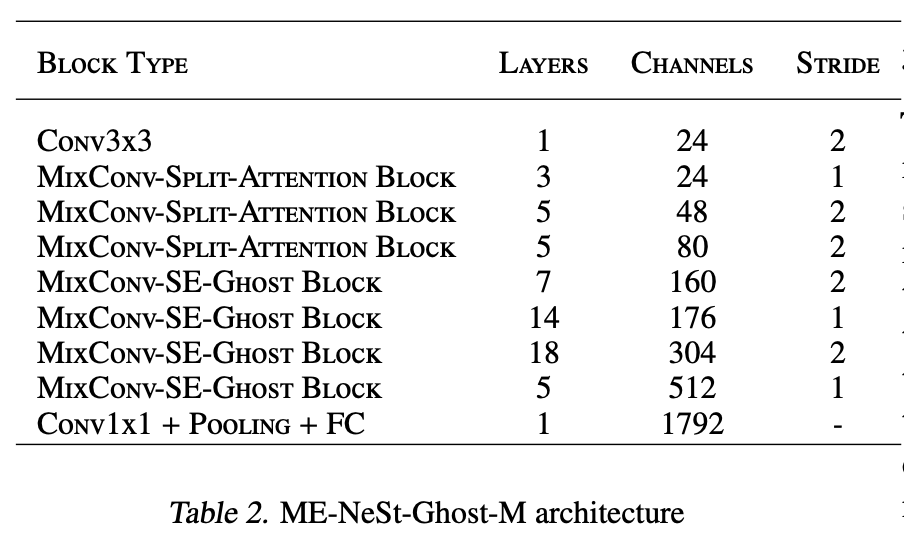 Details of the ME-NeSt-Ghost-M model architecture