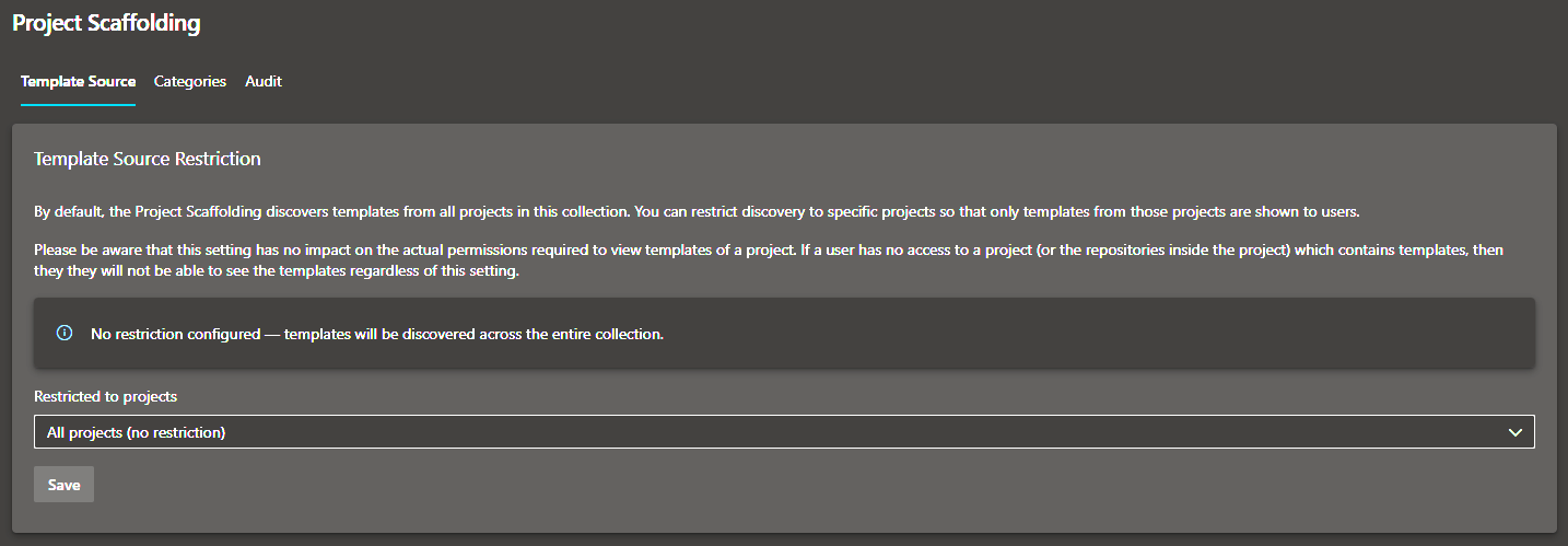 Admin Hub Project Restriction