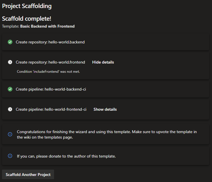 Template Scaffolding Progress
