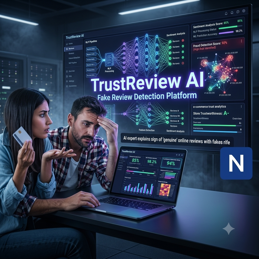 TrustReview AI fake review detection platform screenshot