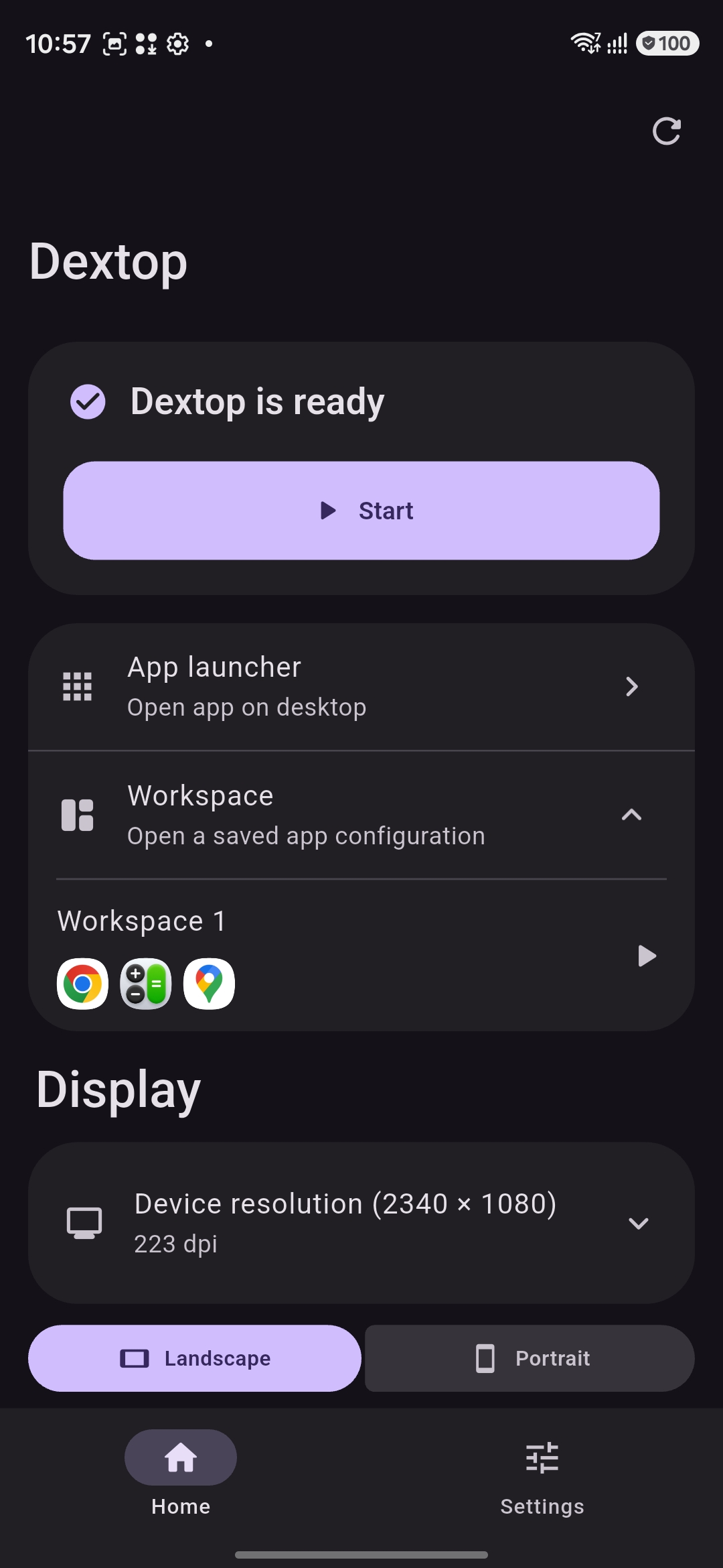 Dextop home screen