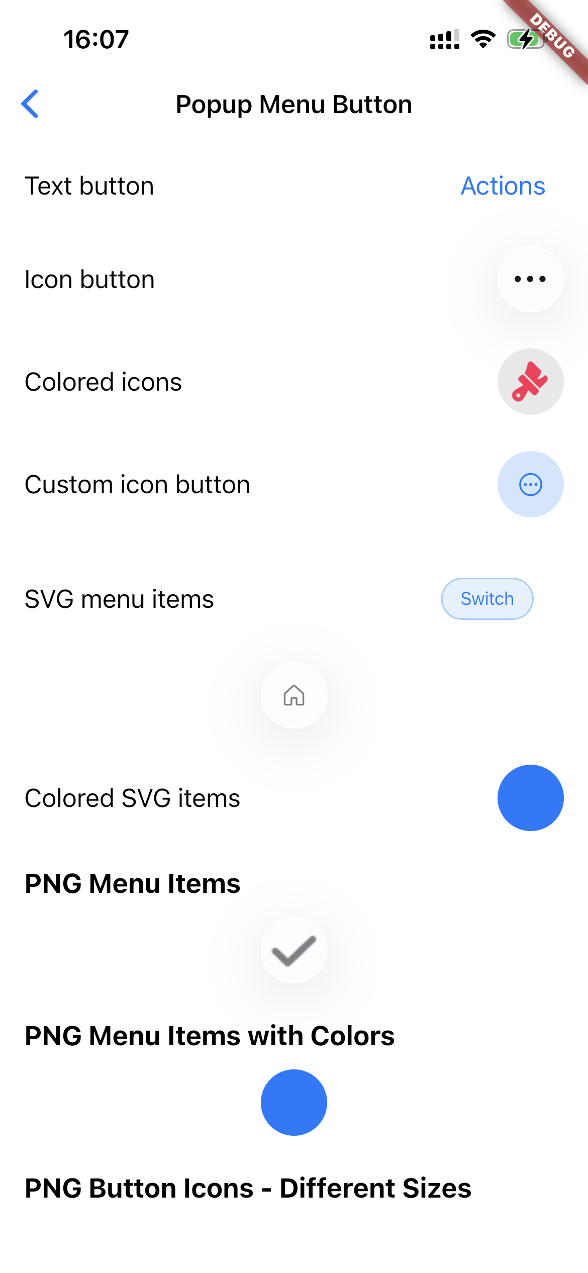 Popup Menu Button