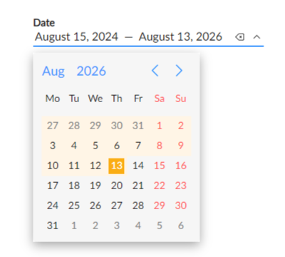 Date picker valid status demo