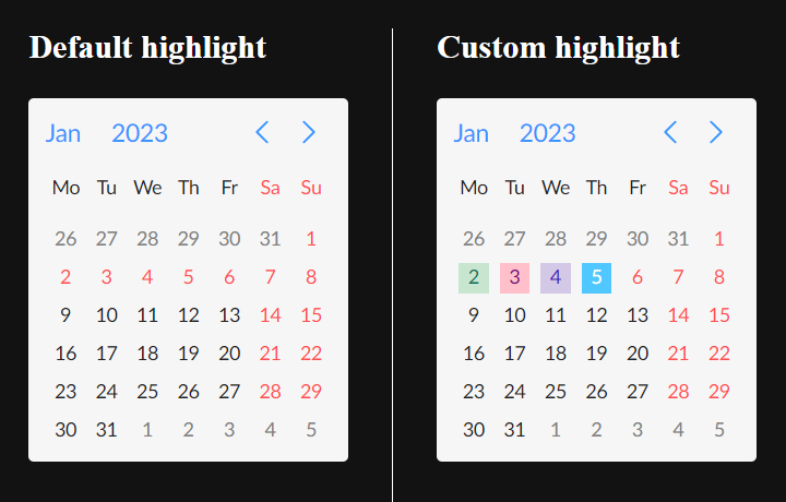 Date highlighter demo