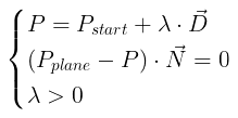 Formula of ray-plane intersection