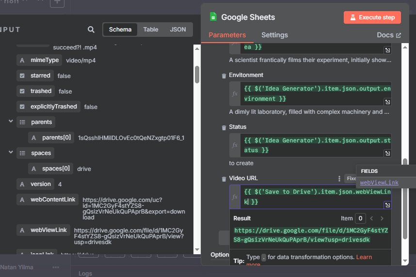 sheets node