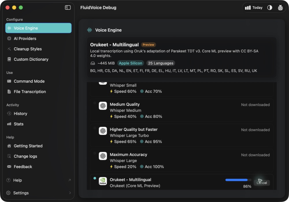 Actual download progress