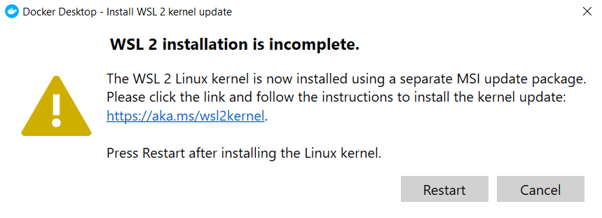 Docker Desktop - Install WSL 2 kernel update