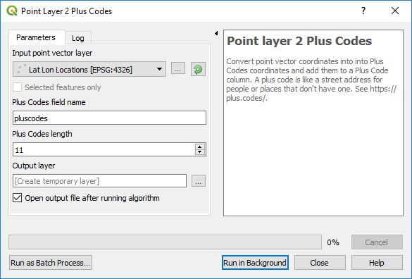 Point layer to Plus Codes
