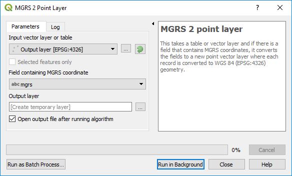 MGRS to point layer