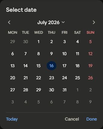 Native calendar date picker dialog on Android