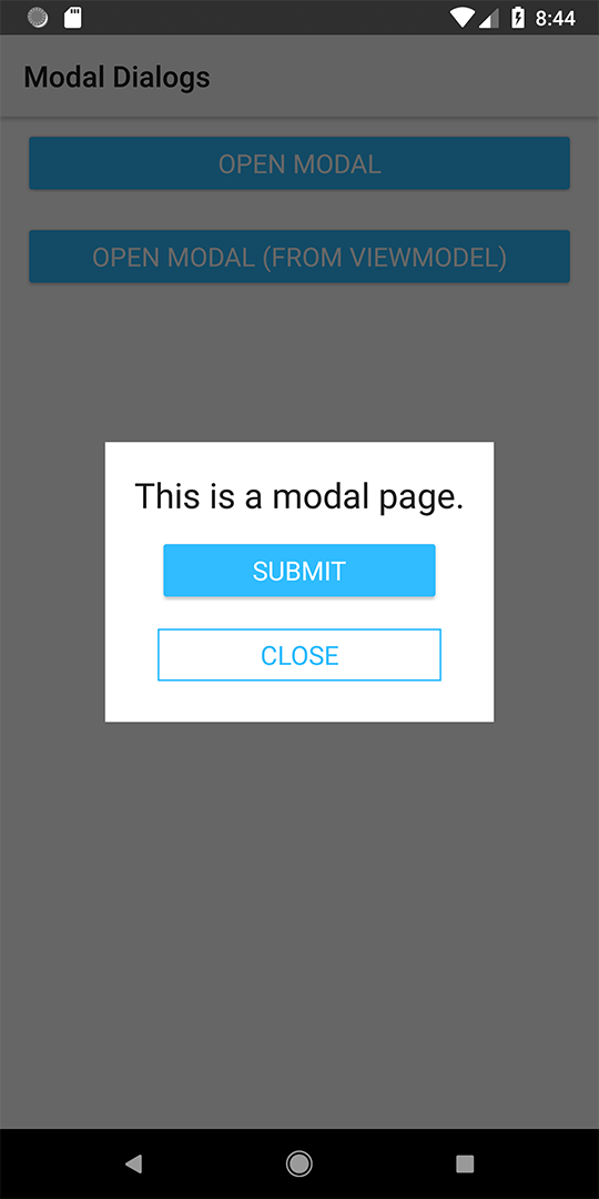 Creating a Modal Page